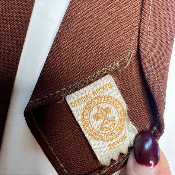 Vintage BOY SCOUTS OF AMERICA Official Branded Brown Necktie Tie - Picture 6 of 7